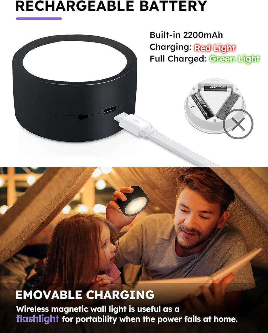 LED Wall Sconces light, 3 Brightness Levels 3 Color Modes Wall Lights Battery Operated 360° Rotatable Touch Control Wall lamp
