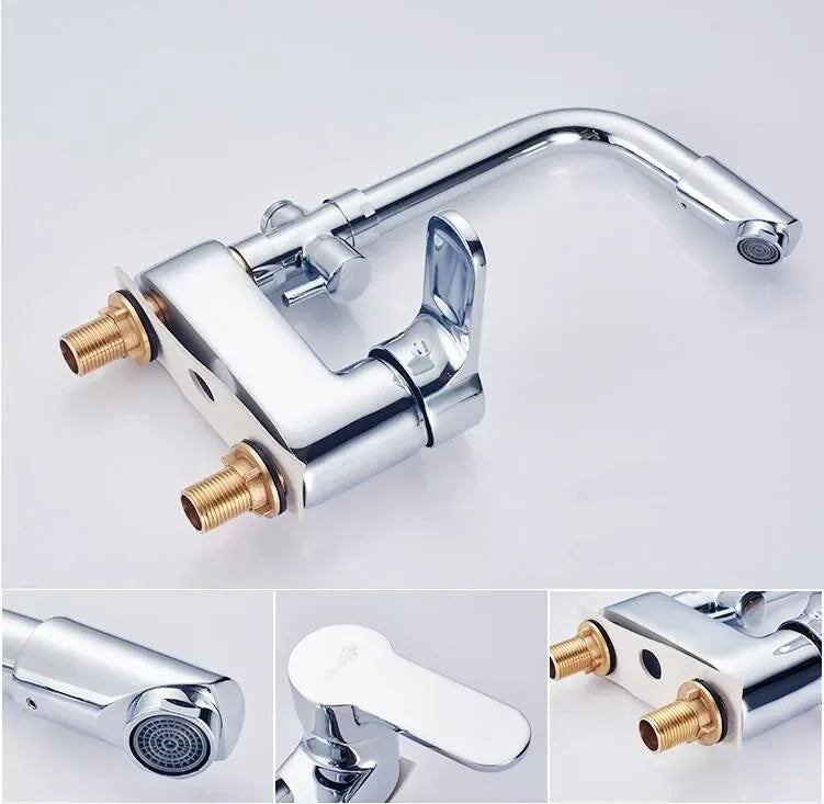 Chrome Basin Shower Faucet Multifunctional Bathroom Mixer Valve Basin Faucets Hot Cold Mixer Valve Single Handle Deck Mounted
