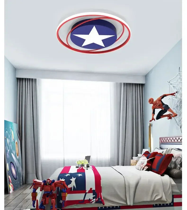 Modern Children's Room Bedroom Ceiling Light Minimalist Modern LED Ceiling Light Creative Cartoon America Captain Lighting Fixtu