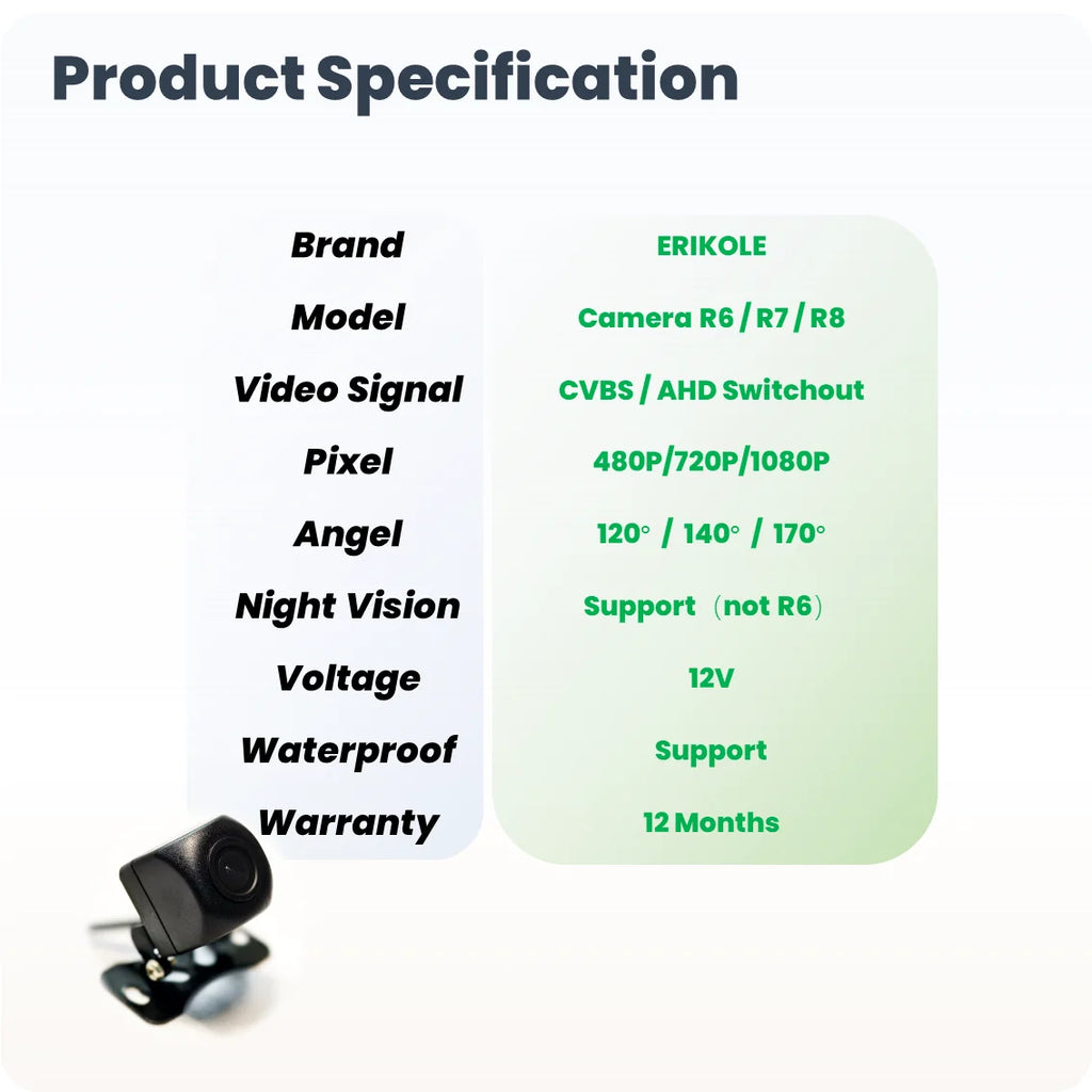 Universal HD 1080P AHD Car Rearview Camera 12V 480P 720P Waterproof Night Vision HD Color Image Video Car Reversing Image