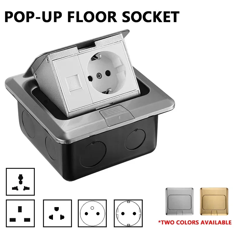 Electrical Switches Desktop Socket EU/Universal Power Outlet Hidden Type Pop Up Floor Socket For Meeting Room