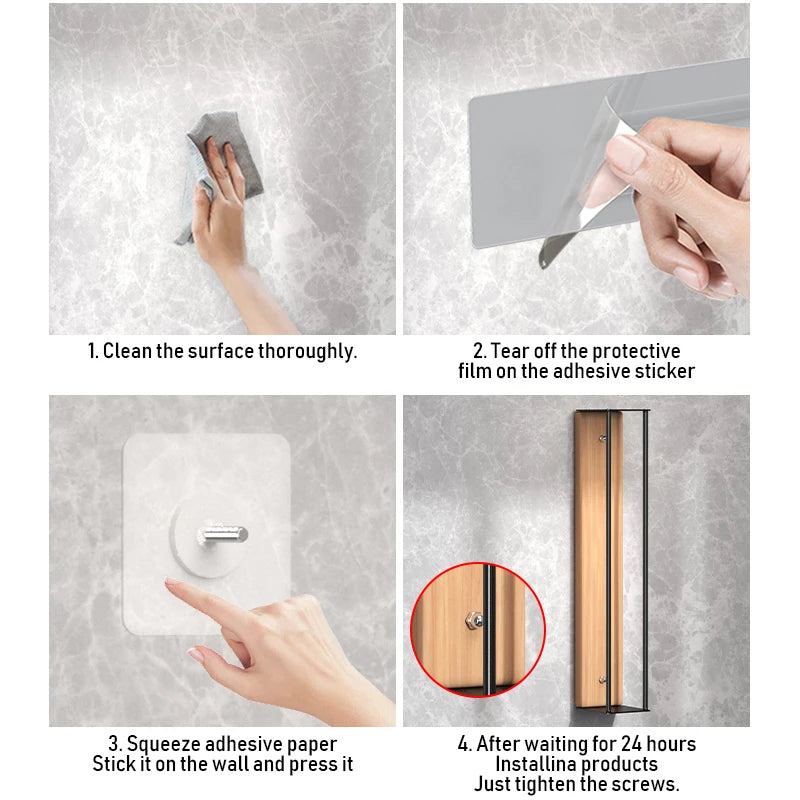 Bathroom wall mounted towel rack, bathroom decorative towel rack, towel hanging rack, roll towel storage, no drilling required