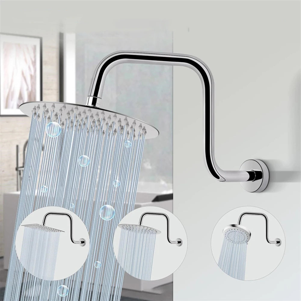 13 Inch Wall Mounted Shower Arms Stainless Steel Shower Head Extension Silver Black Bathroom Hardware Shower Head Bar