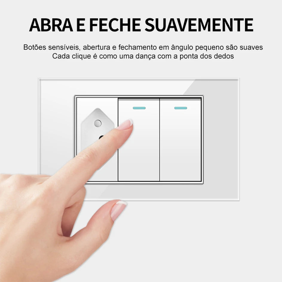 PSSRISE White Tempered Glass Standard sockets and switches brazil Switzerland Usb Type C Wall Socket Light Switch Smart Switch