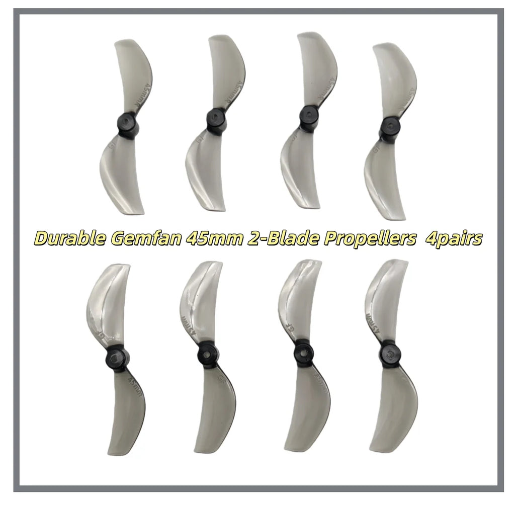 Gemfan 45mm 2/3-Blade Propellers 1.5mm Shaft High Thrust PC Props 4Pairs for 1S Micro Whoop Toothpick Drone Meteor75 Pro