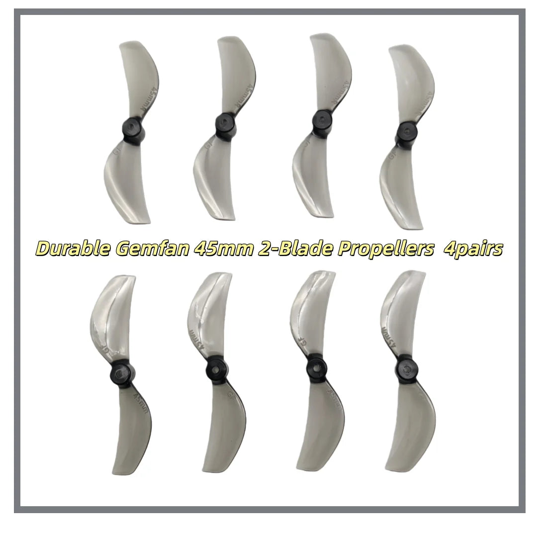 Gemfan 45mm 2/3-Blade Propellers 1.5mm Shaft High Thrust PC Props 4Pairs for 1S Micro Whoop Toothpick Drone Meteor75 Pro