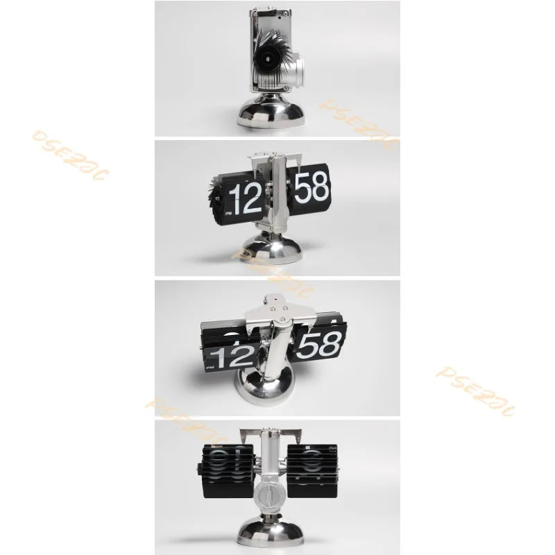Household Minimalist Portable Automatic Page Turning Clock Retro Nordic Style Desktop Mechanical Page Turning Clock