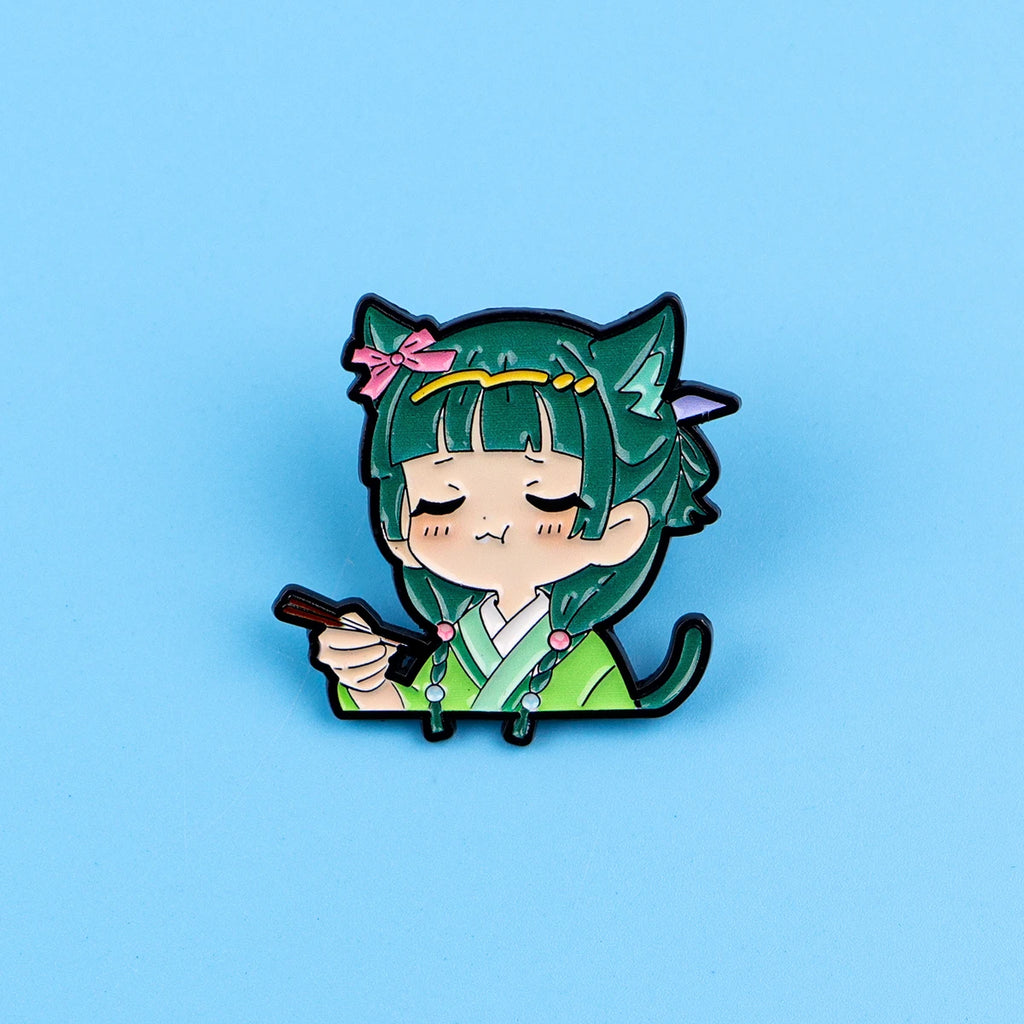 2pcs/set Cute Green Hair Girl Enamel Pins Metal Brooch Backpack Hat Bag Collar Lapel Badges Fashion Jewelry Collection Gifts