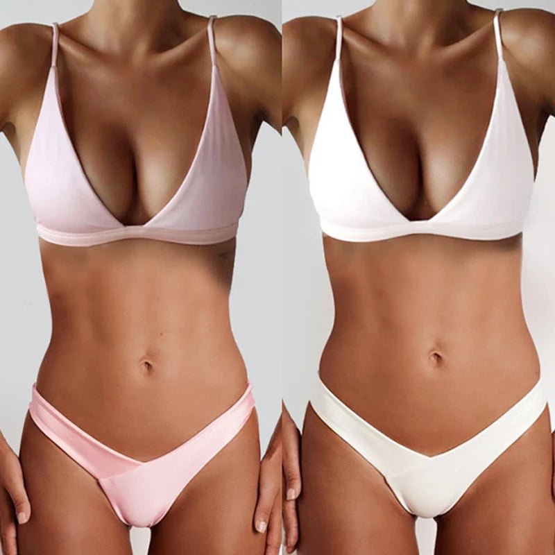 Bikini 2026 Solid Swimsuit Women Swimwear Push Up Bikini Set Brazilian Bathing Suit Summer Beach Wear Swimming Suit