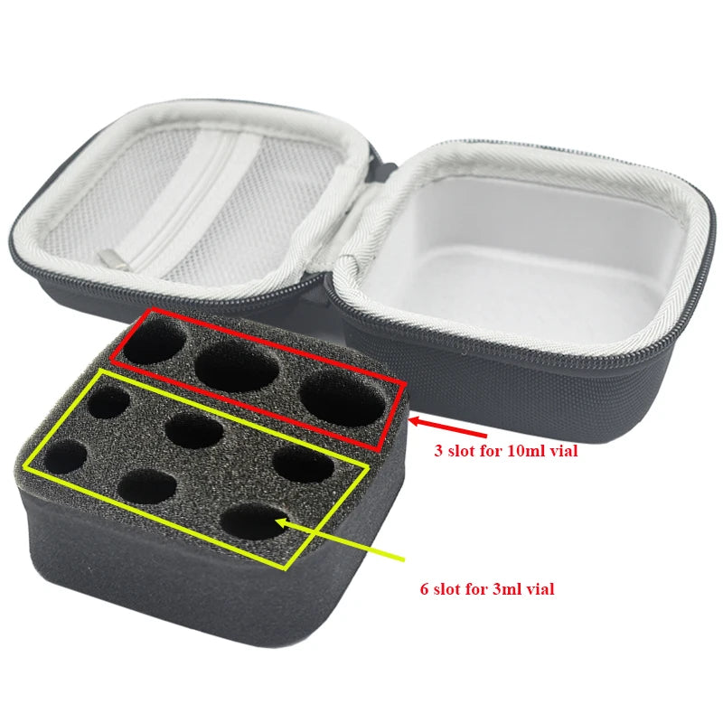 1pc Handheld peptide case insulin vial holder 9 slots for standard 3/5/10ml vial,foam protective, sale case only