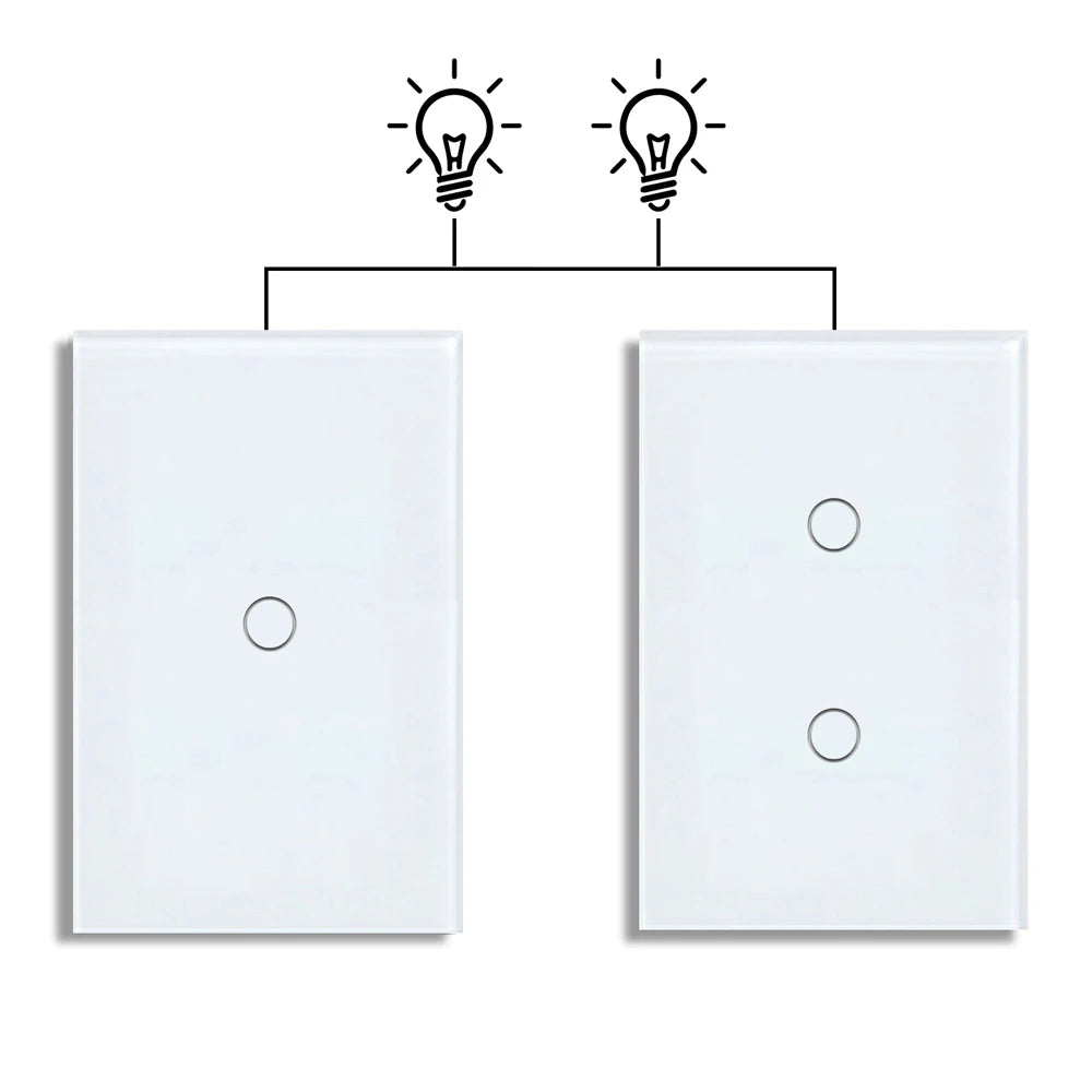 Dual Touch Switch 2Way Light LED Sensor Wall Switches With Tempered Glass Panel Bedroom Stair Switch For US BR Country No Wifi