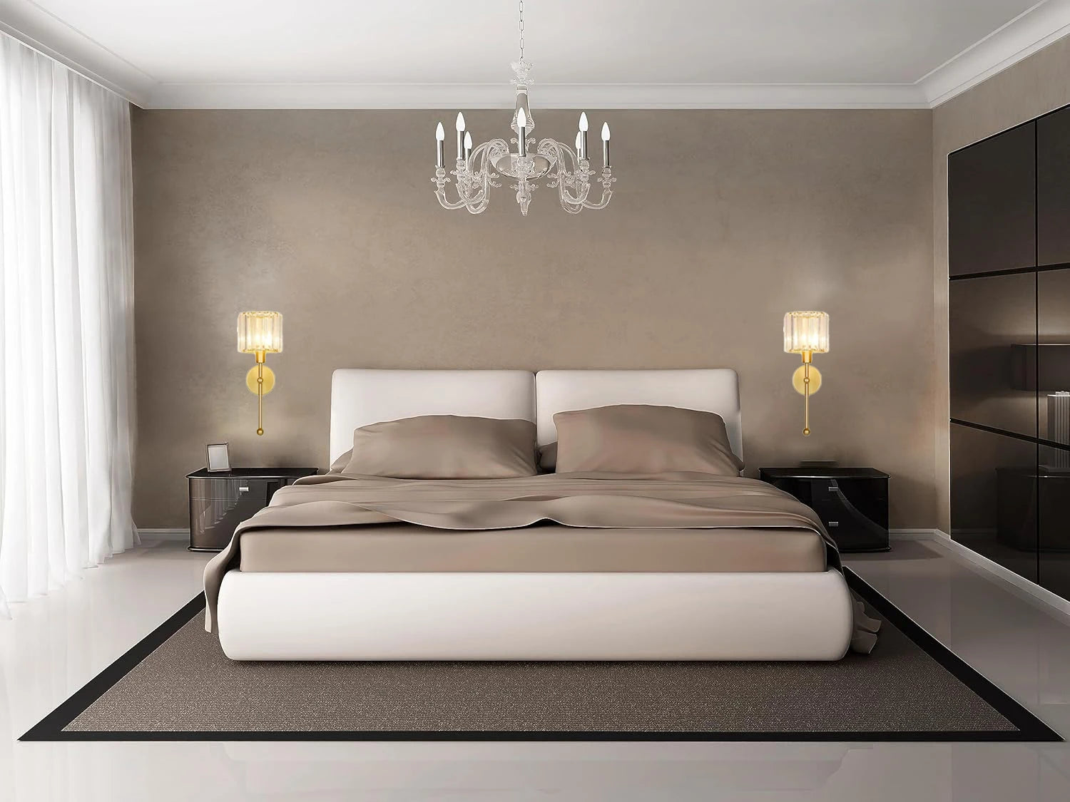 Modern LED wall light luxury transparent crystal wall light, no wiring and rechargeable, living room corridor lighting fixtures,