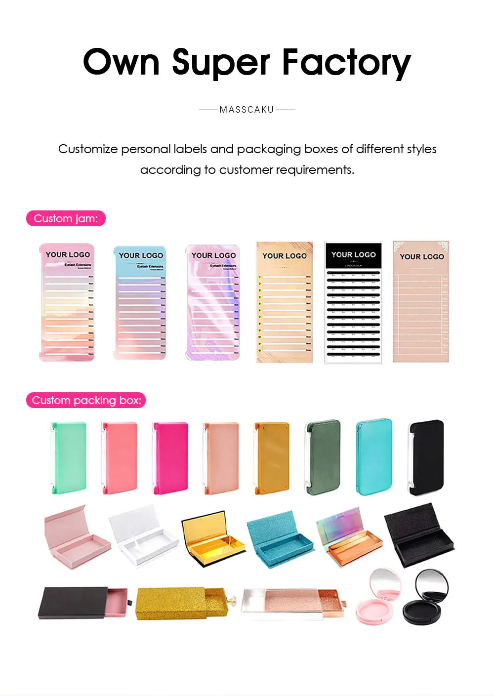 MASSCAKU U-shaped 3D 4D 5D Eyelash Extensions C D Curl U Shaped W Bloom Premade Fans Volume Lashes Natural Mink False Eyelashes