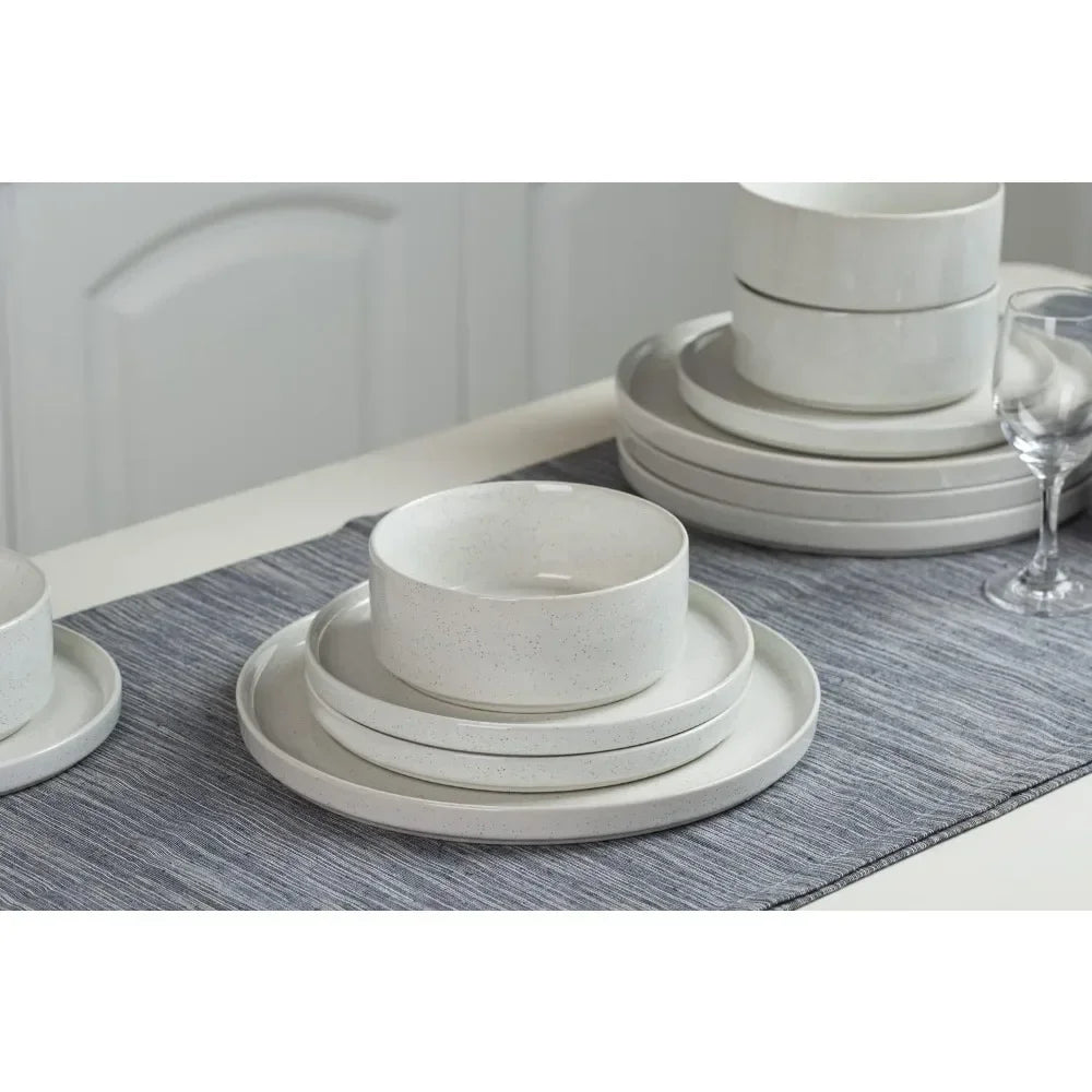 Furniture Nebula Plates and Bowls Set, 12 Pieces Dinnerware Sets, Dishes Set for 4