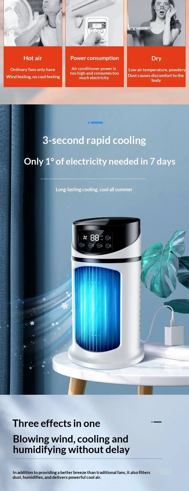 New Portable Mini Air Conditioner Air Cooler Fan Water Cooling Fan Air Conditioning Air Cooler For Office Mobile Air Conditioner