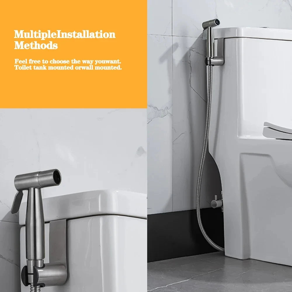 LSSH Handheld Toilet Bidet Sprayer Set Kit Stainless Steel Hand Bidet faucet for Bathroom Hand Sprayer Shower Head Self Cleaning