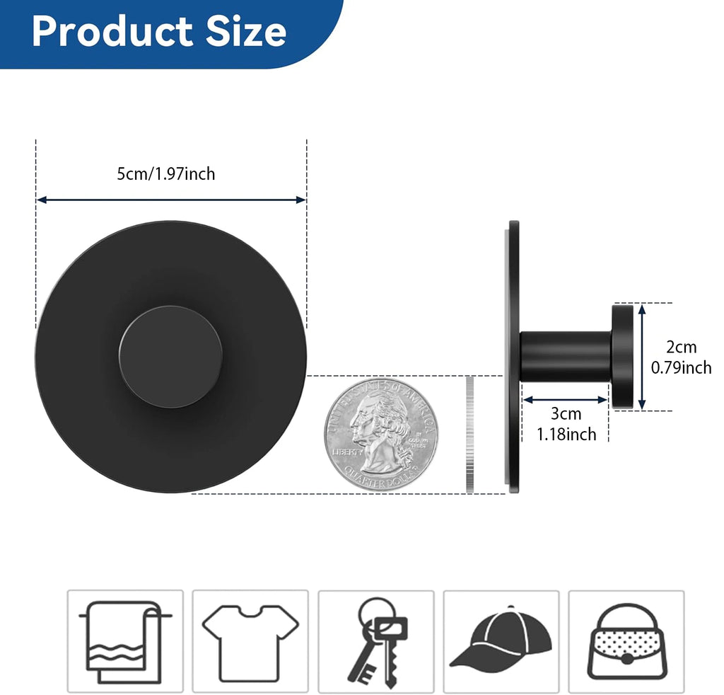 Towel Hooks Extra Sticky Stainless Wall Coat Racks Rustproof Hook Holder Wall Mount Punch-free Hanger for Kitchen Bathroom Home