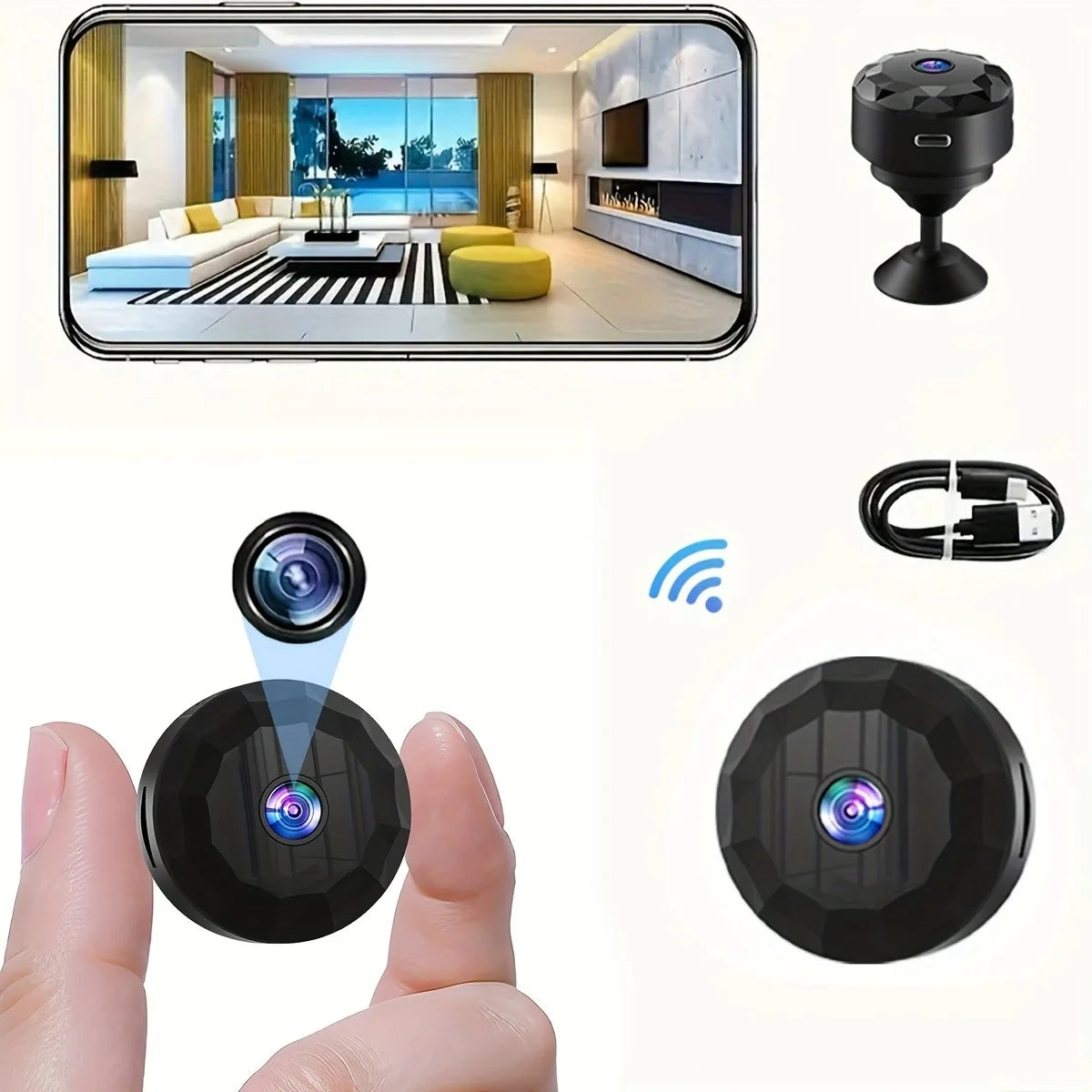 Wireless Mini WiFi Security Camera with Night Vision Motion Detection Rechargeable Battery Easy to Mount & App-Controlled