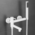 Bathroom Bathtub Shower Faucet with Swivel Tub Spout and Handhold Shower Brass Wall Mounted Hot Cold Water Mixer Bath Tap