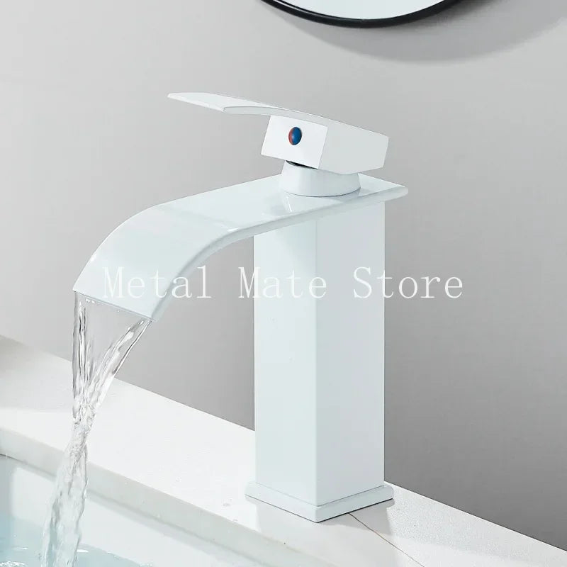 Stainless Steel Waterfall Basin Faucet Kitchen Faucet Sink Mixer Hot Cold Water Basin Crane Tap For Bathroom Wash Mixer Tap Mat