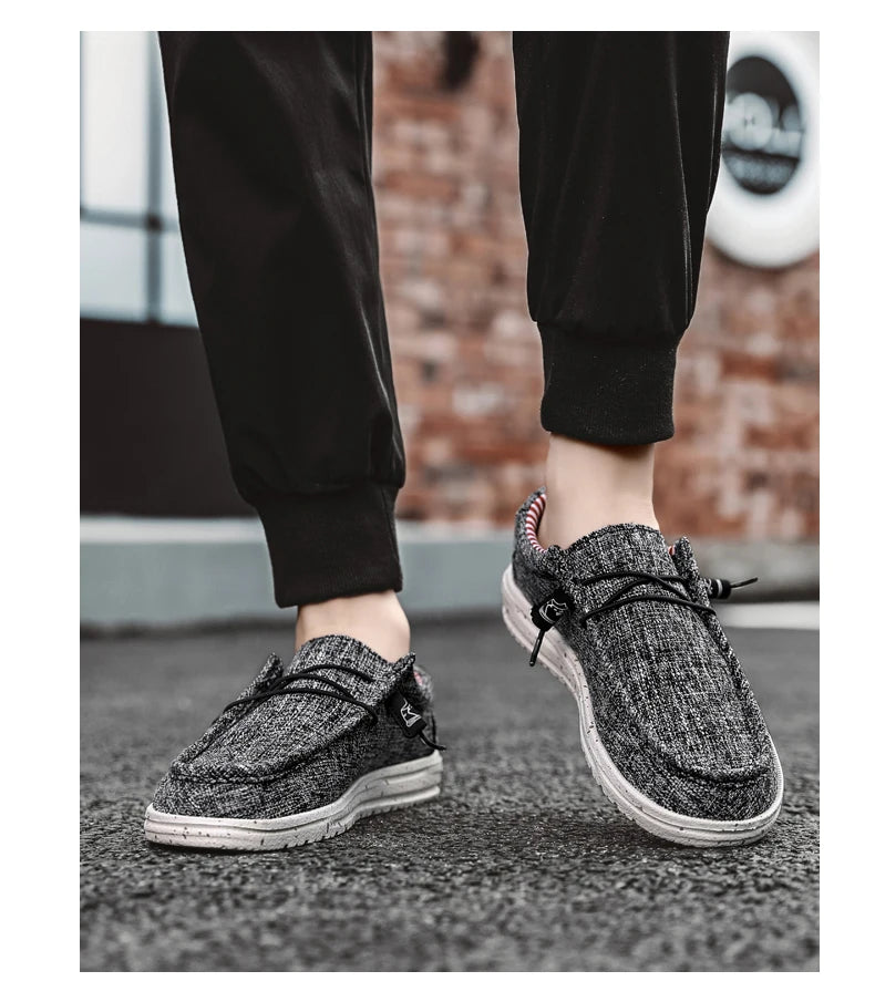 Men Shoes Casual Canvas Loafers Shoes Light Breathable Flats Leisure Male Vulcanized Shoes Walking Sneakers Plus Size 39-46