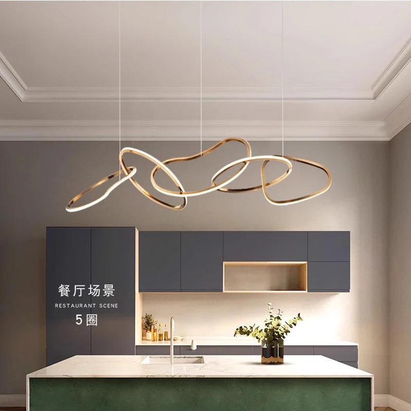 Light luxury LED lustre pendant lights hanging lamps black gold rose gold light for indoor bedroom dining table light fixture