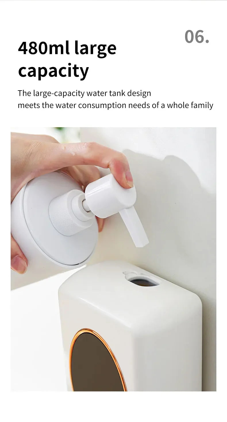 Automatic Soap Dispenser 480ml Smart Sensing Touchless Foam Soap Dispenser USB Recharging Wall Mounted for Bathroom and Kitchen