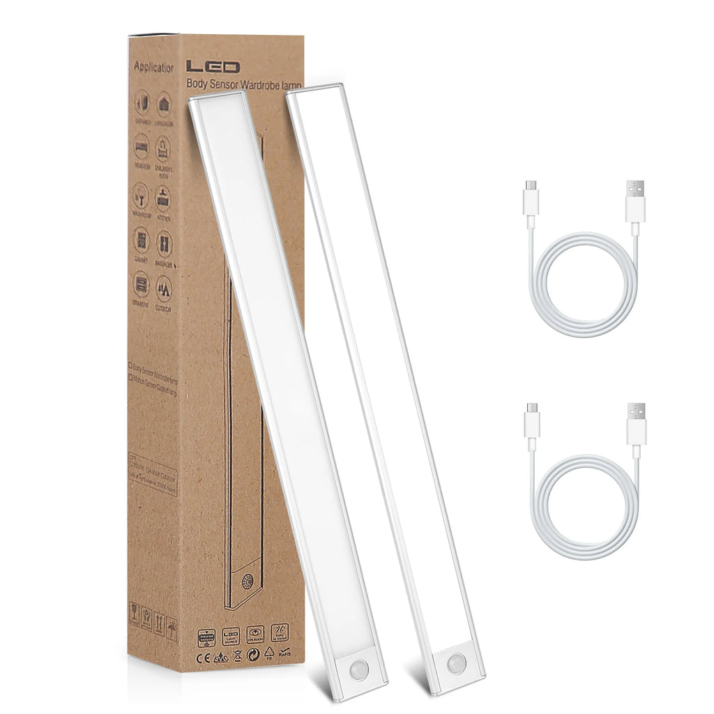 Cabinet Lights Motion Sensor LED Wireless USB Under Ultra Thin Night Light For Kitchen Cabinet Bedroom Wardrobe Indoor Lighting