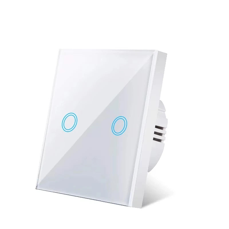 European AC100-240V Tempered Black White Crystal Glass Touch Switch Panel Wall Light Sensor Button 1/2/3 Gang 10A Interrupt
