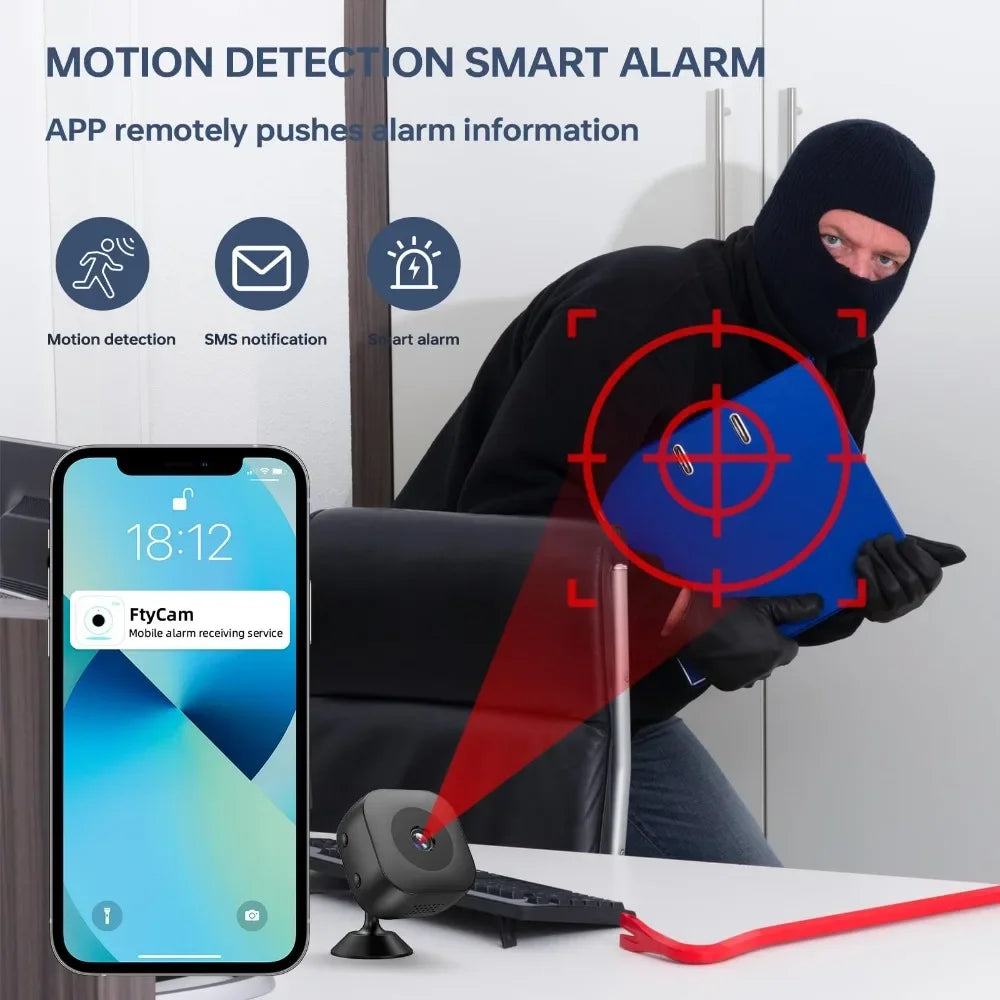 2025 HD Mini Camera for Security & Driving, 360° Magnetic, WiFi Remote, Night Vision, Motion Alarm, Loop Recording, Home/Car Use