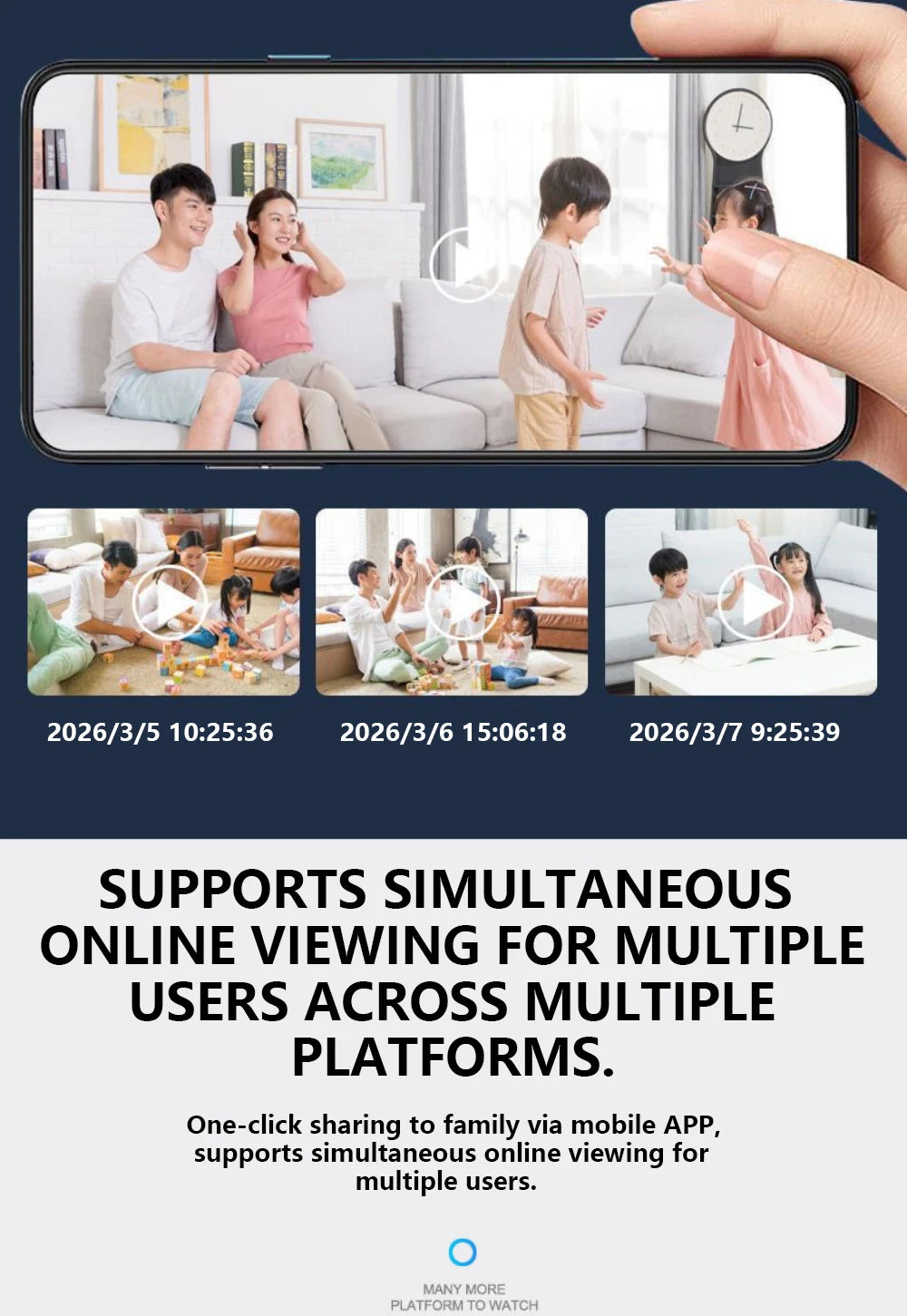 Smart Wireless Security Camera 2.4GHz WiFi, Plug & Play No Installation, Indoor Outdoor, Pet Monitoring for Home Travel Rental,