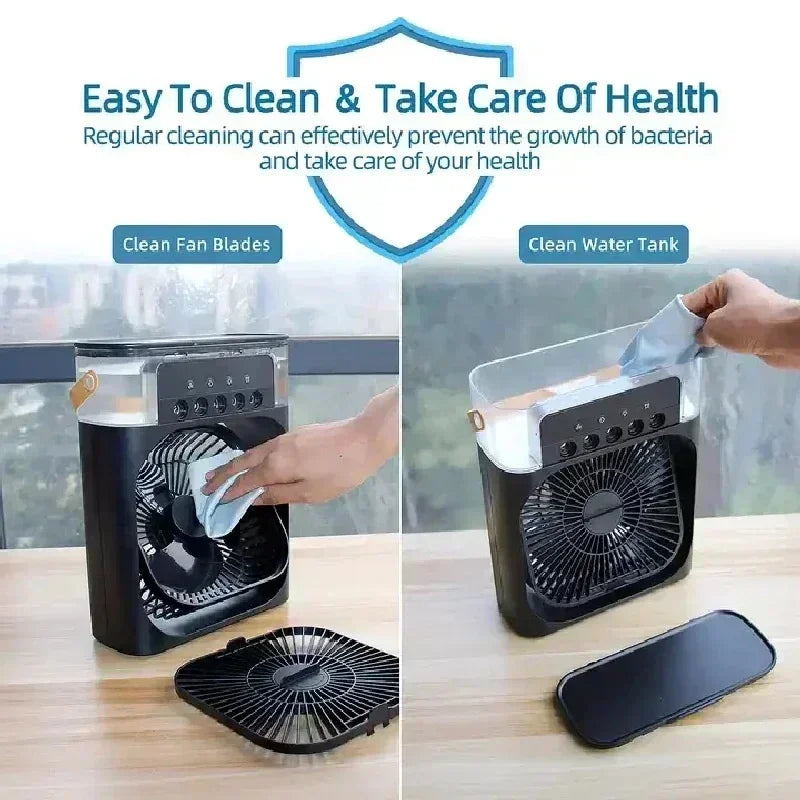 Fan Portable Air Cooler Conditioner Humidifier with Water Tank Quite Mist Water Spray Fan for Home Room Camping Car Office