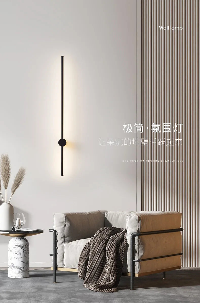 Remote Control Dimmable Wall Light, Plug-in Rotating LED Bar Lamp for Home Office Restaurant, Black/Gold/White, 60/80/100cm