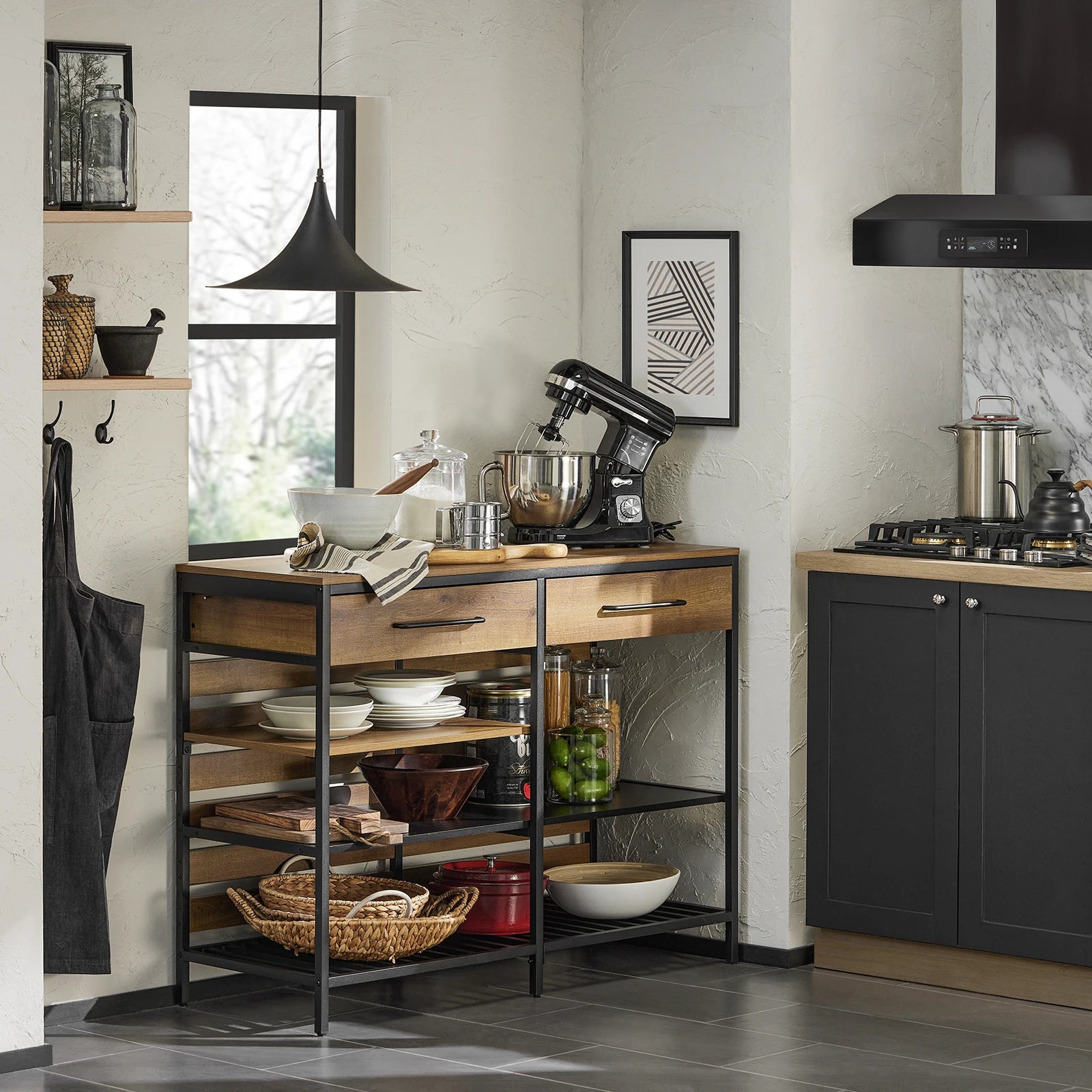 SoBuy FSB85-PF kitchen island kitchen shelf kitchen cart sideboard with drawer and shelves chest of drawers kitchen wardrobe