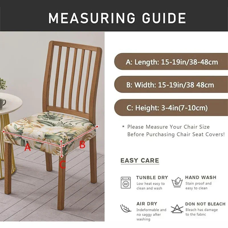 1PC Stretch Dining Chair Cover Printed Chair Seat Covers Removable Upholstered Chair Cushion Covers Home Decor
