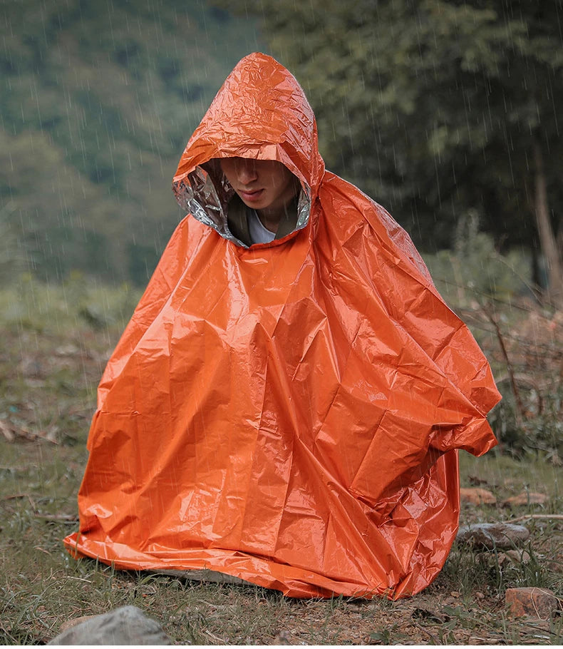Emergency Raincoat Poncho Waterproof Rainwear Blanket Survival Camping Equipment Cold Insulation Rainwear Camping Equipment