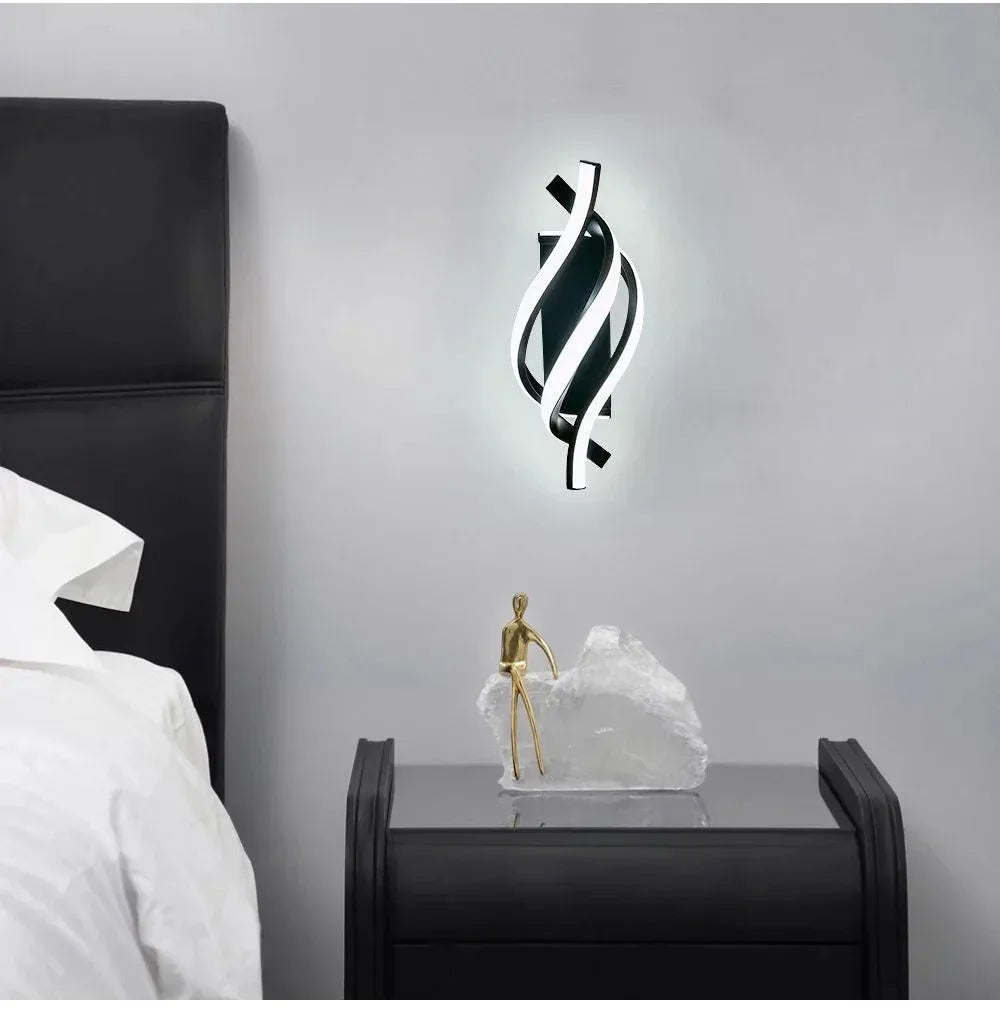 Modern LED Wall Lamp Home Line Decoration Wall Lamp Living Room Background Wall Bedroom Headboard Black White Lighting Lustre