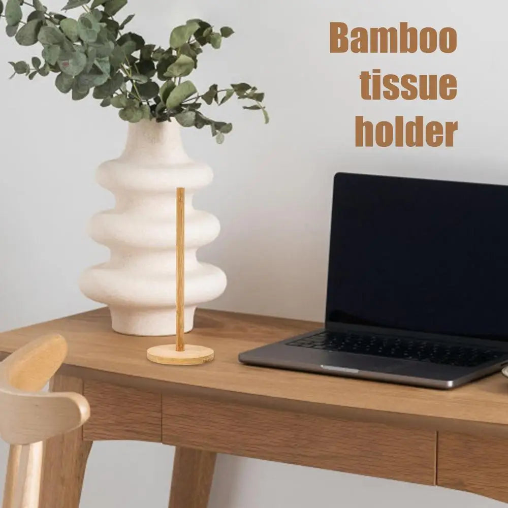 Wood Paper Towel Holder Kitchen Roll Paper Towel Holder Bathroom Tissue Vertical Stand Anti-Skid Base Paper Towel Storage Holder