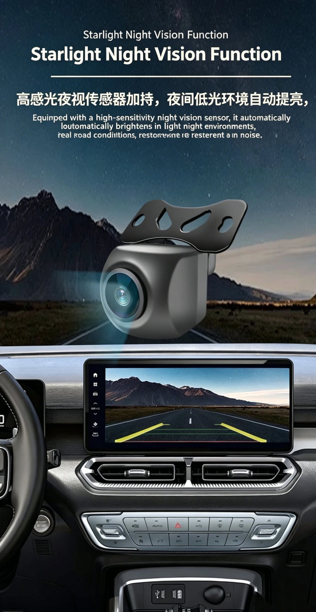 Car Camera HD Night Vision AHD/CCD Universal Dynamic Trajectory Reversing Camera Waterproof Fisheye 170 Degrees.