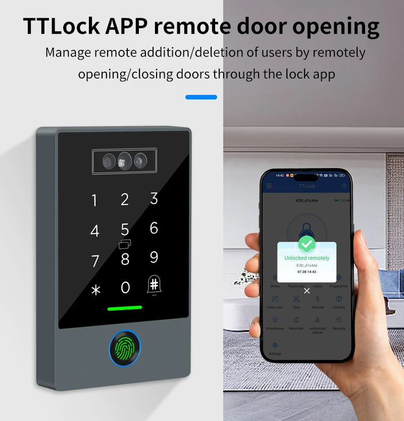 TTLOCK Home Security Visual Intercom Face Recognition Fingerprint WiFi Intelligent 13.5Hz Waterproof IP67 Access Control