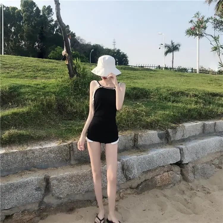 Bikini Sets Women Backless Korean Style New Ins Swimwear Design Trendy Patchwork Elegant Ladies Simple Vacation Sexy Casual Cozy