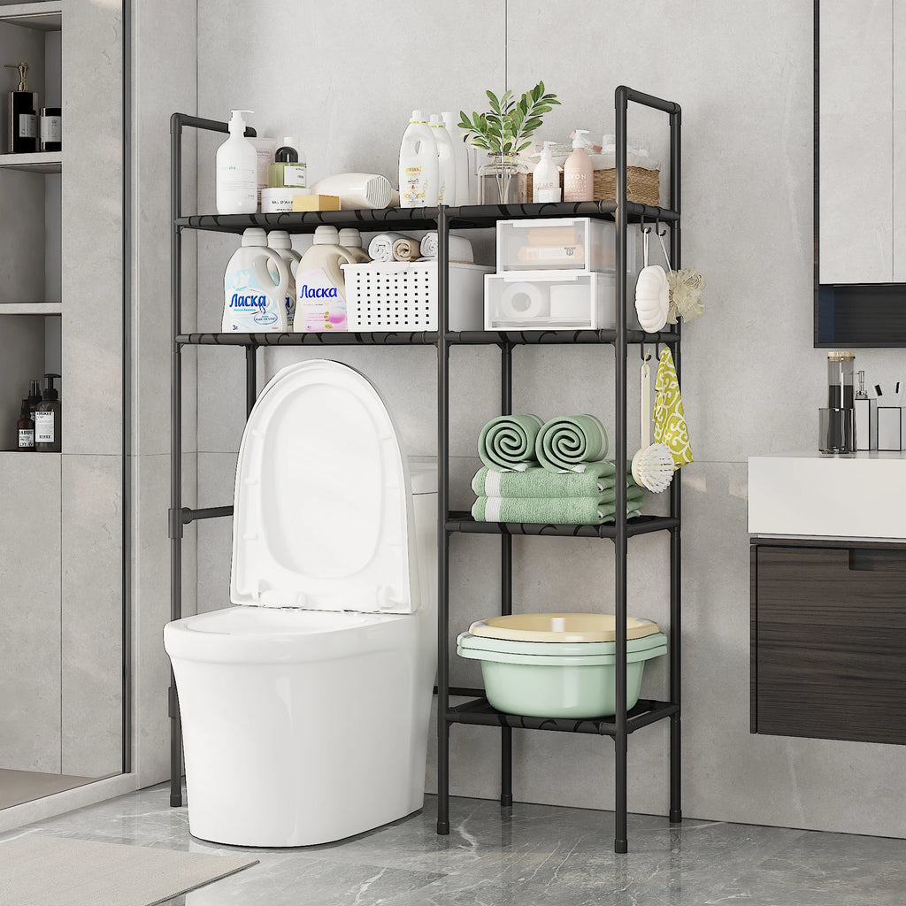 2/3 Tier Bathroom Storage Cabinet - Space-Saving, Over-The-Toilet Storage Shelf, Easy to Assemble, Suitable for Bathroom Essentials with Rust-Proof Metal Frame and Plastic Dividers, Ideal for Storing Toiletries, Towels, and D