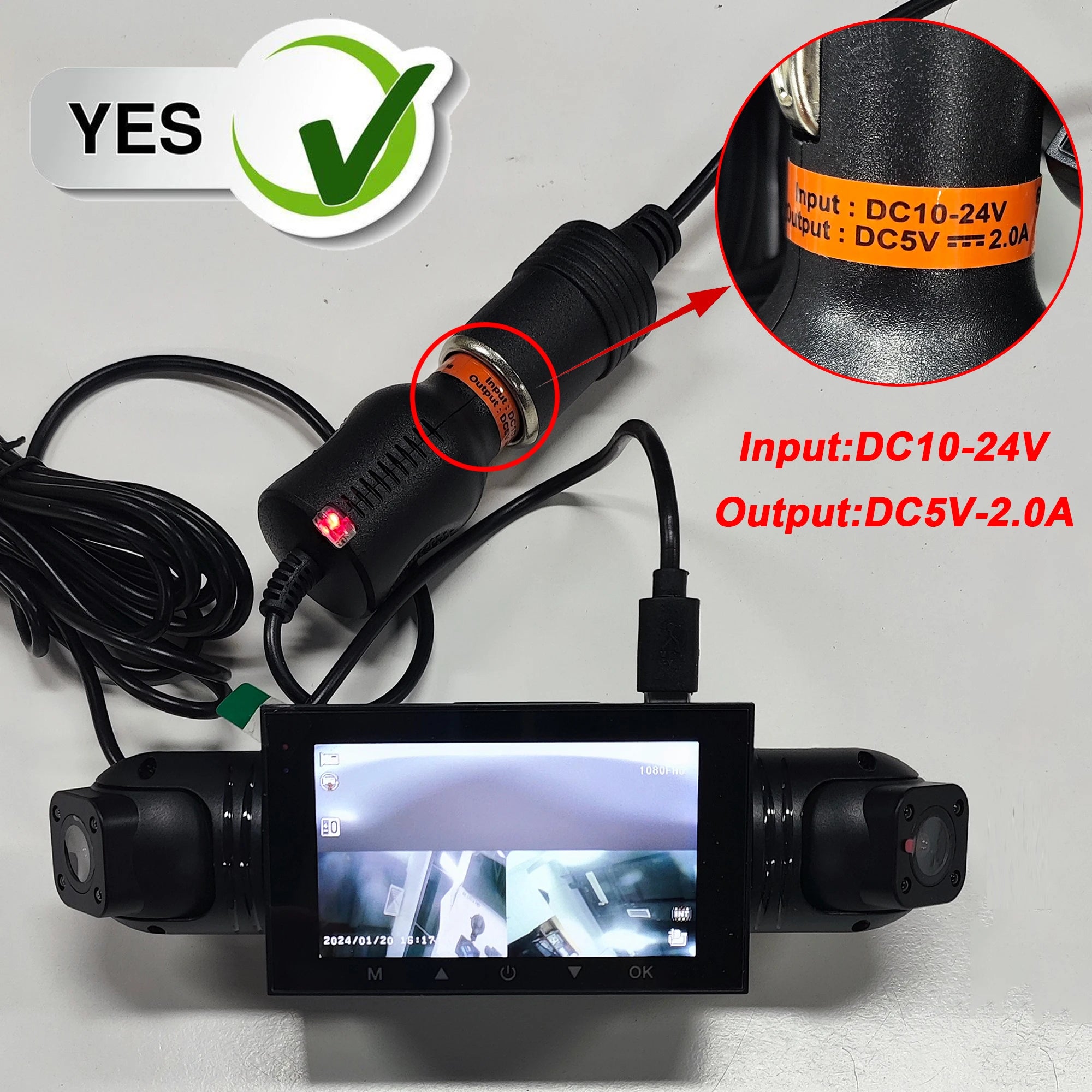 Car Dash Cam 4 Channel Black Box Driving Camera FHD 1080P Front Left Right Rear Night Vision Loop Recording add Hardwire kit