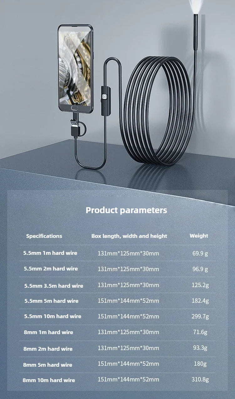 Android Mobile Phone Endoscope compact high-definition (HD) inspection camera industrial automotive and household applications