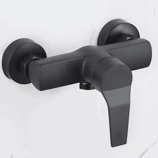 Black Wall-Mounted Shower Mixer Faucet - Single Handle Hot/Cold Water Control Valve for Household Bathroom Accessories