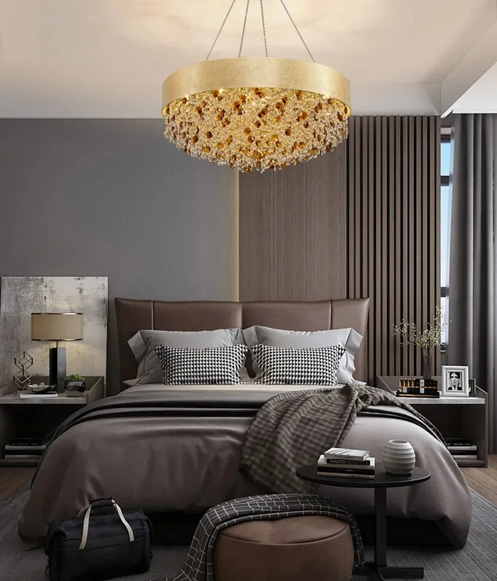 Modern Light Luxury Crystal Living Room Chandeliers for Restaurant Luxury Creative Circular Designer Home Decor Lustre Fixtures