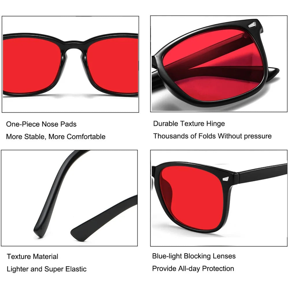 Blue Light Glasses For Blue Light Blocking Red Lens For Computer Gaming Reduce Eyestrain Bluelight Glasses Men Sleep Glasses