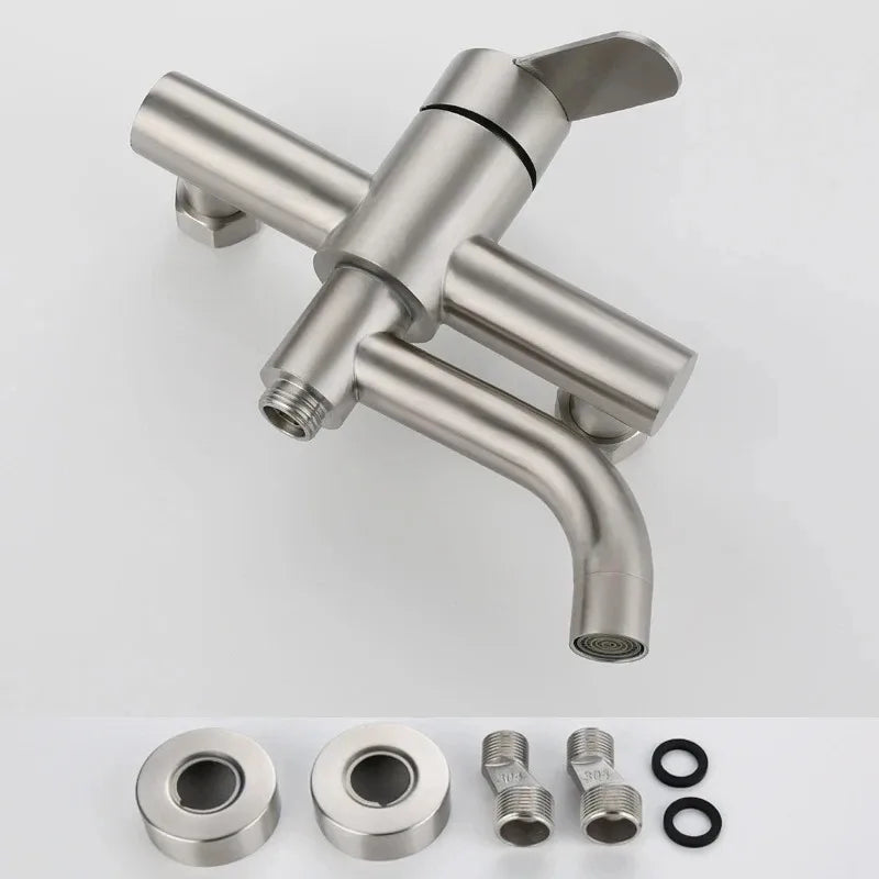 Bathroom Shower Faucet Stainless Steel Triple Bathtub Faucet Mixers Hot Cold Mixer Valve Nozzle Tap Wall Mounted Home Shower Set