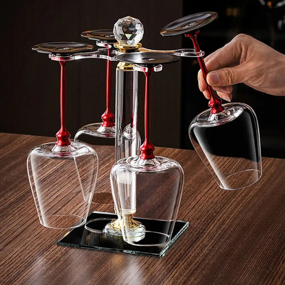 Unique Clear Rotating Glass Wine Glasses Ergonomic Holder Thickened Base Crystal Goblet 500ml Wine Decanter Glass Cup Whiskey