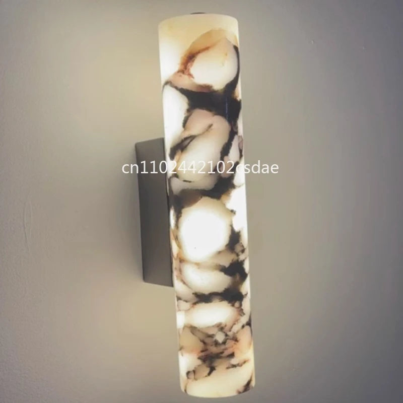 Italian Wall Lamp Natural Marble Bedroom Bedside  Black Modern  Luxury Stone Wall Light Living Room Hallway Decor Wall Sconce
